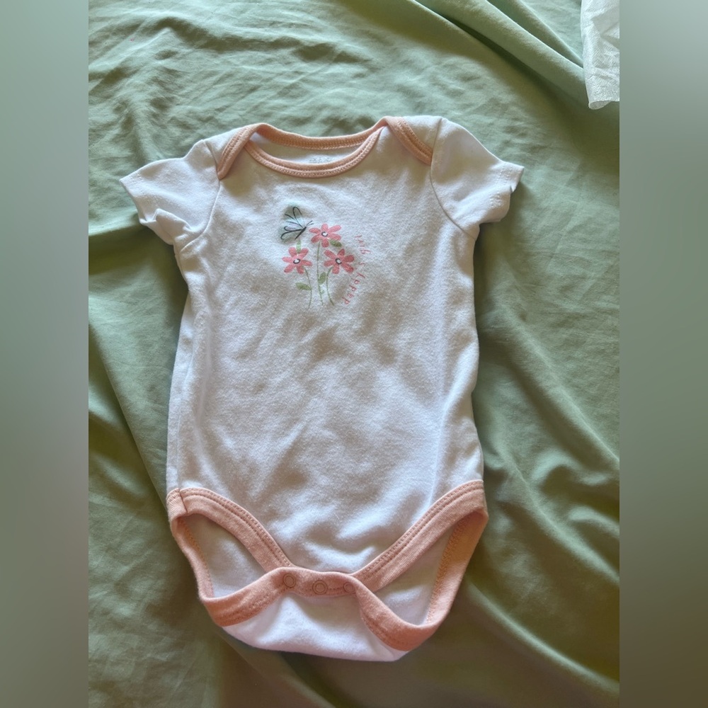 Chick Pea Baby Girl Bodysuit | Size 6-9 Months | Pink Flowers & Dragonfly